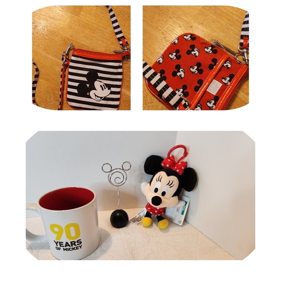 Disney Collectible Lot Mickey Mug Minnie Plush Ring Pic Holder Crossbody - Picture 1 of 12